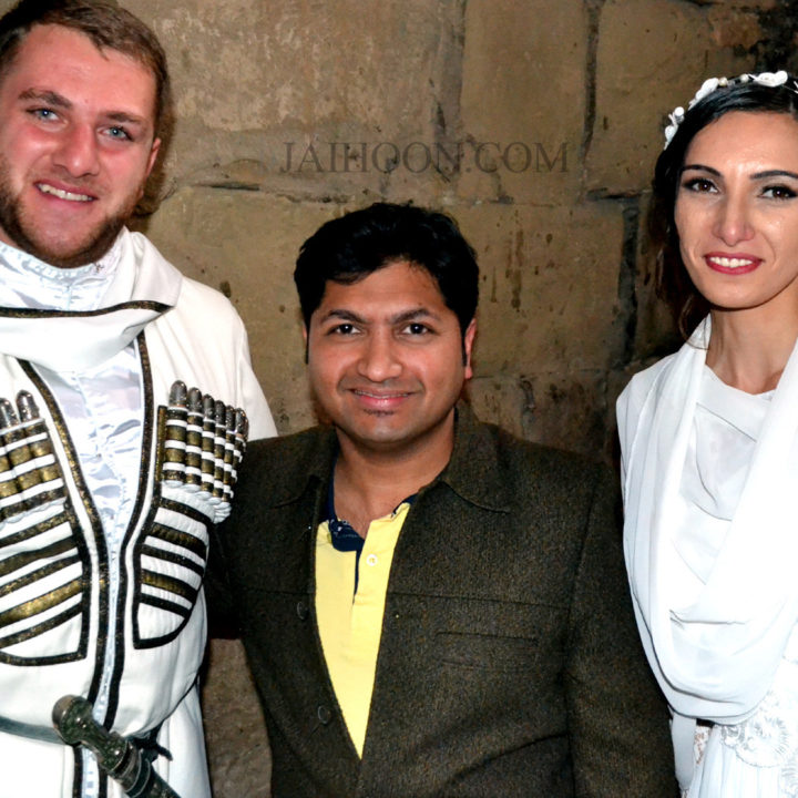 With the newly-wed couple inside the Jvari Monastery