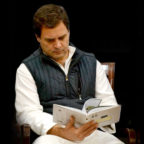 Rahul Gandhi reading Slogans of the Sage, collection of aphorisms by Sayyid Shihab Thangal